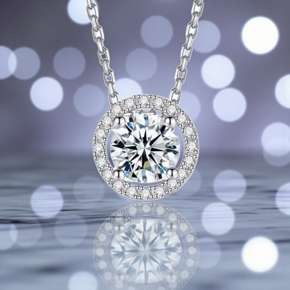 CERT 1 CT Moissanite Diamond Necklace Anniversary Birthday Gift For Her - Picture 1 of 9